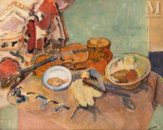 Composition aux gants et au violon
