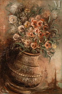 Bouquet dans un pot de terre