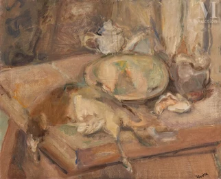 Nature morte à la théière et l'assiette creuse