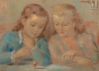 Jeunes filles jouant à la toupie
