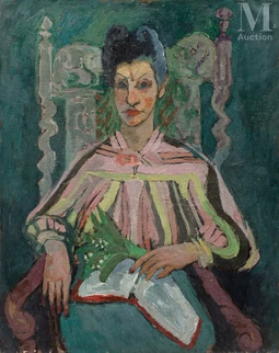 Portrait de femme au bouquet de muguet