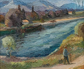 Promeneurs au bord du Rhône