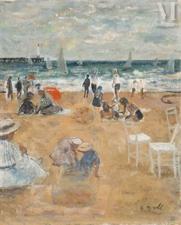 Scène de plage à Trouville