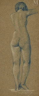 "Nude standing back view"